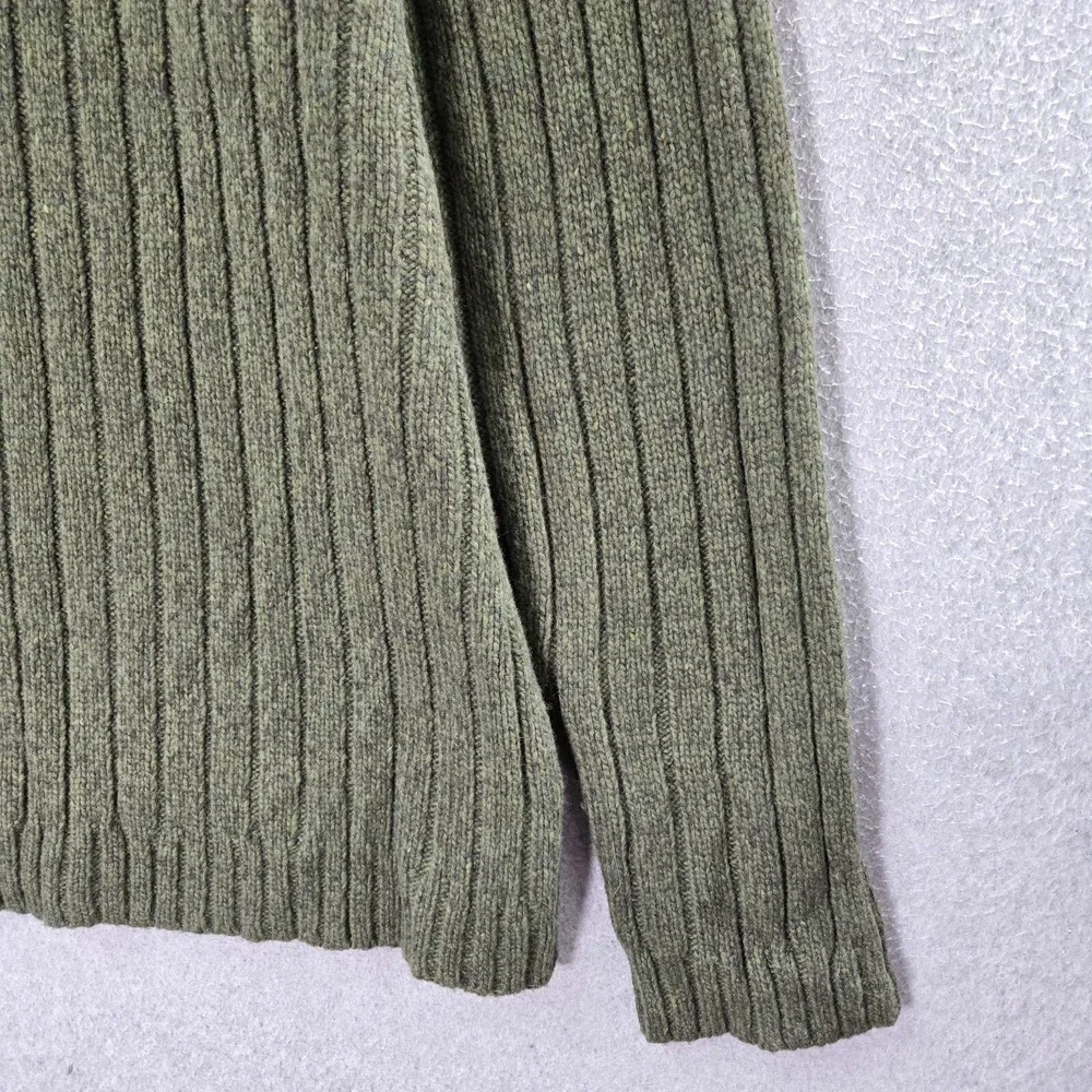VINTAGE Guess‎ Men Sweater Large Green Knit 100% Lambswool Polo Collar Pullover